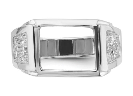 14k White Gold Men's Polished and Textured Masonic Ring Mounting (Style Y4111)
