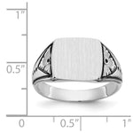 14K White Gold 11.5x11.0mm Closed Back Antiqued Mens Signet Ring view