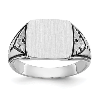 14K white gold signet ring