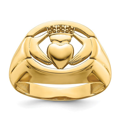 14K gold diamond claddagh ring