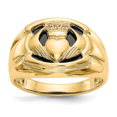 14K gold diamond claddagh ring
