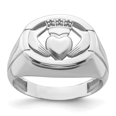 14K white gold diamond claddagh ring