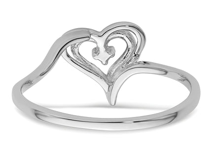14k White Gold Heart Ring Mounting