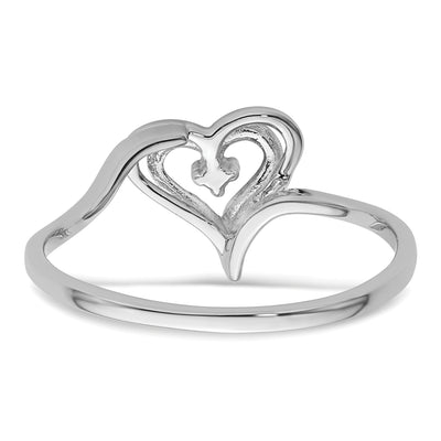 14K White Gold Heart Ring Mounting