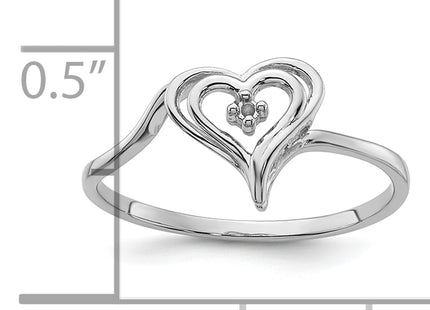 14k White Gold Heart Ring Mounting