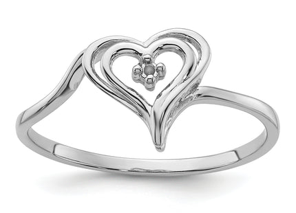 14k White Gold Heart Ring Mounting