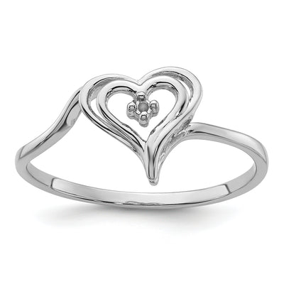 14K White Gold Heart Ring Mounting