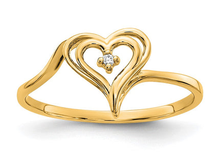 14K white gold heart ring