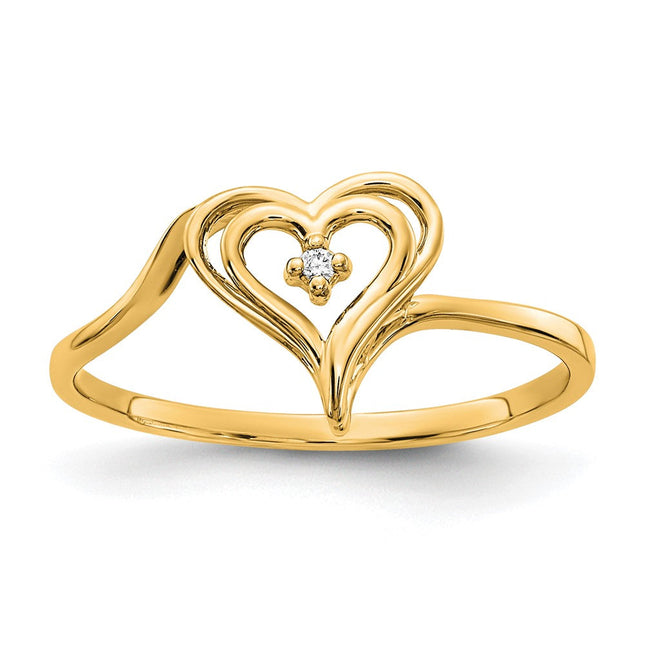 14K white gold heart ring