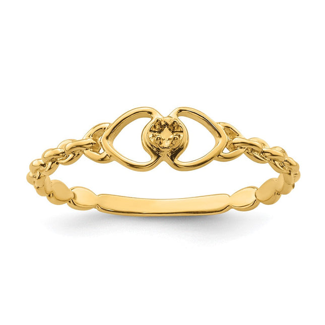 14K gold diamond heart ring