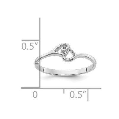 14K White Gold Heart Ring Mounting