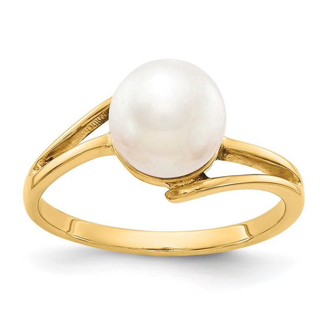 14K gold pearl ring
