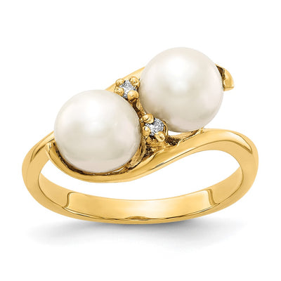 14K FW Cultured Pearl AAA Diamond ring