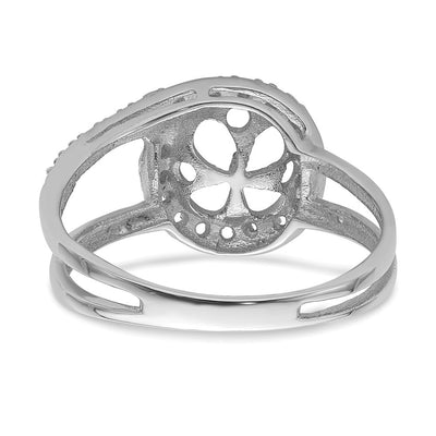 14K White Gold Pearl & Diamond Ring Mounting