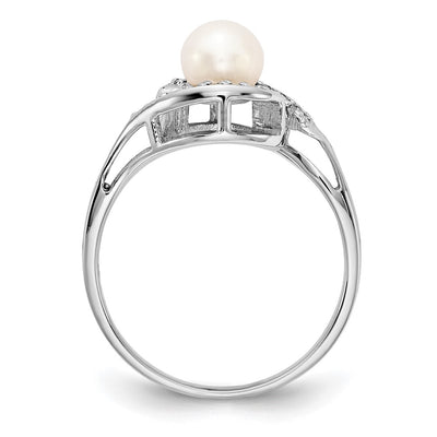 14K White Gold Pearl & Diamond Ring Mounting