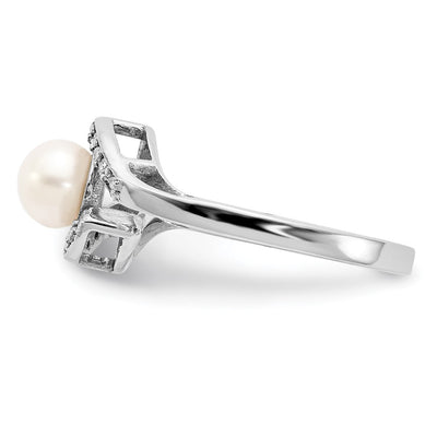 14K White Gold Pearl & Diamond Ring Mounting