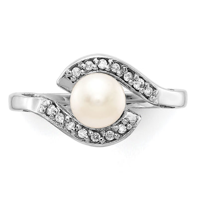 14K White Gold Pearl & Diamond Ring Mounting