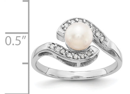 14k White Gold Pearl & Diamond Ring Mounting