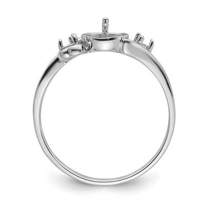 14K White Gold Pearl & Diamond Ring Mounting