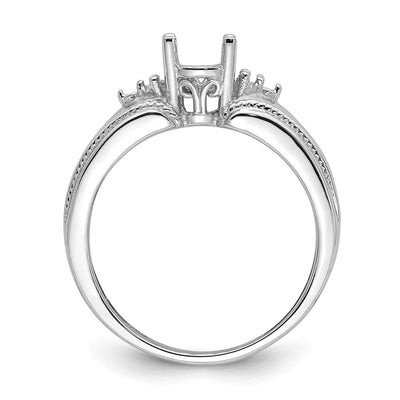14K White Gold Oval Gemstone / .. Diamond Ring Mounting