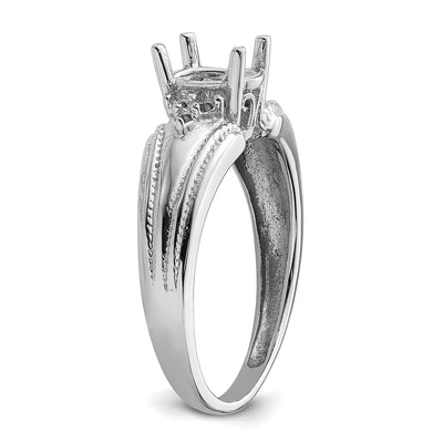 14K White Gold Oval Gemstone / .. Diamond Ring Mounting