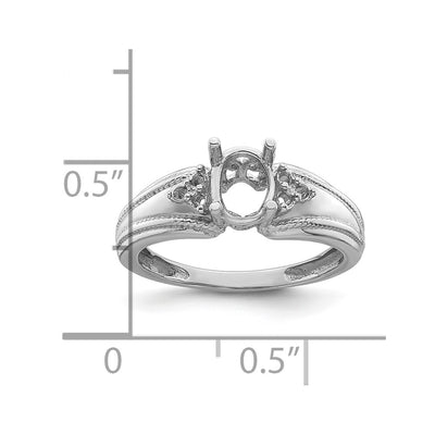 14K White Gold Oval Gemstone / .. Diamond Ring Mounting