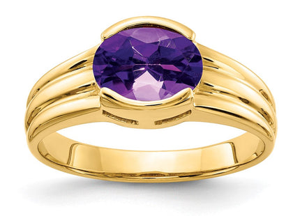 14K 8x6mm Oval Amethyst East West Ring