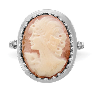 14K White Gold Cameo Ring