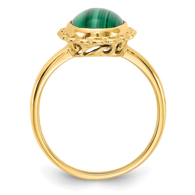 14K Malachite Cabochon Ring