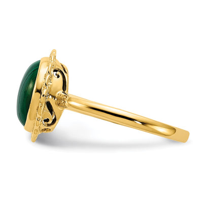 14K Malachite Cabochon Ring