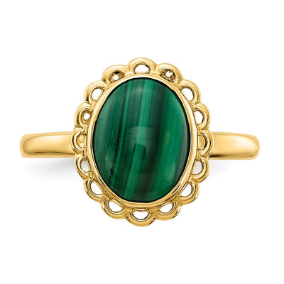 14K Malachite Cabochon Ring