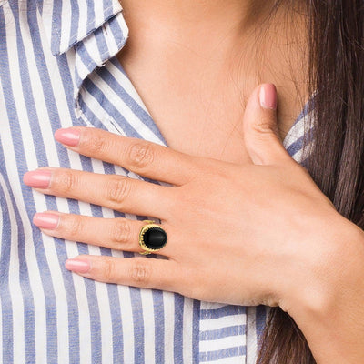 14K Oval Onyx Ring