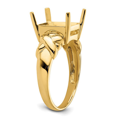 14K Emerald-cut Gemstone Ring Mounting