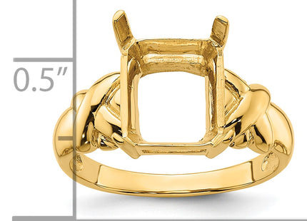 14k Emerald-cut Gemstone Ring Mounting