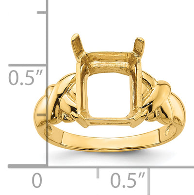 14K Emerald-cut Gemstone Ring Mounting
