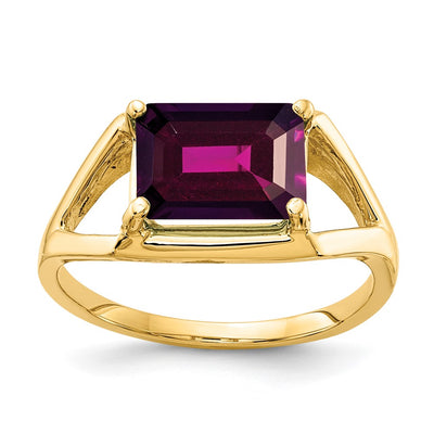 14K Emerald Cut Rhodolite Garnet ring