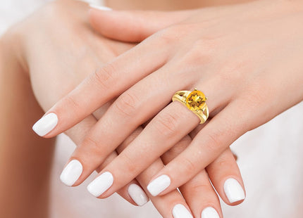 14K 11x9mm Oval Citrine Ring, view 2