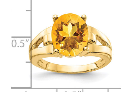 14K 11x9mm Oval Citrine Ring, view 3