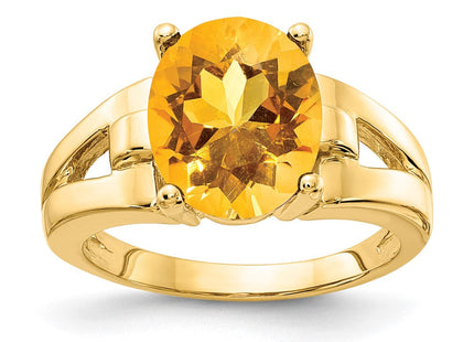 14K 11x9mm Oval Citrine Ring