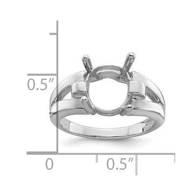 14K White Gold Oval Gemstone Ring Mounting
