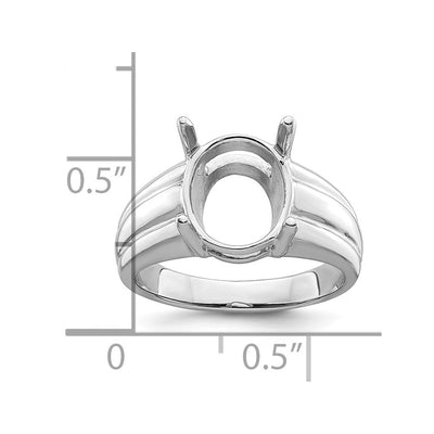 14K White Gold Oval Gemstone Ring Mounting