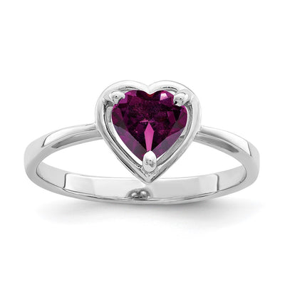 14K white gold garnet heart ring