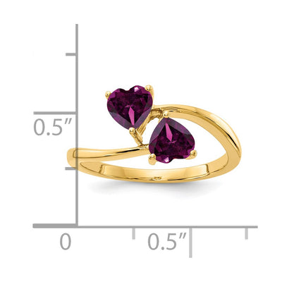 14K Heart Rhodolite Garnet ring