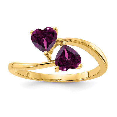 14K gold garnet heart ring