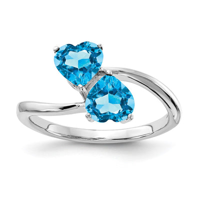 14K white gold blue topaz heart ring
