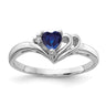 14k White Gold Heart Sapphire VS Diamond ring