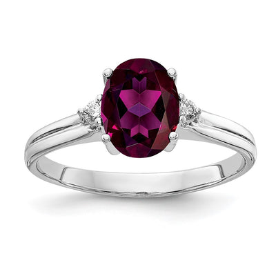 14K white gold diamond oval ring