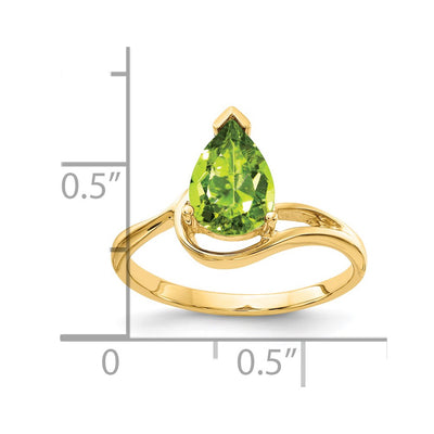 14K Pear Peridot ring