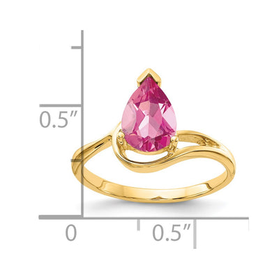 14K Pear Shaped Pink Tourmaline Ring