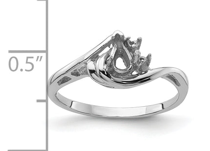 14k White Gold Diamond / Pear Gemstone Ring Mounting